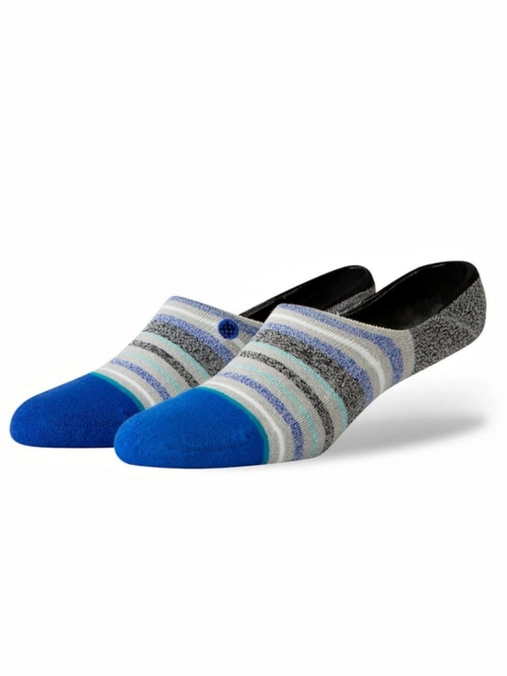 Stance Super Invisible Men's Socks Striped Blue & Gray BYRON BAY Medium NEW